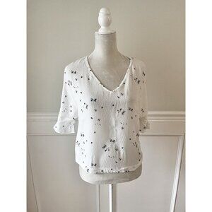 G/F Collection Black & White V-Neck Short Sleeve Blouse XS